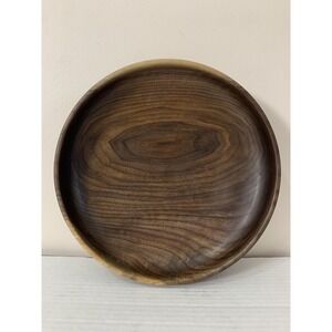Large Walnut Wood Turned Bowl Plate Handmade Centrepiece 10"